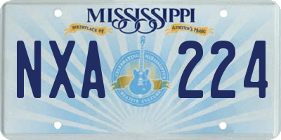 MS license plate NXA224