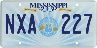 MS license plate NXA227