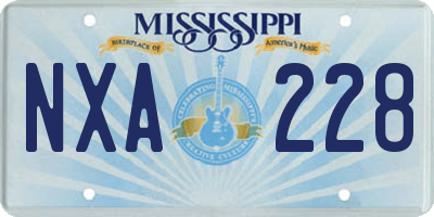 MS license plate NXA228