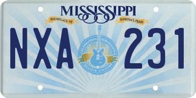 MS license plate NXA231