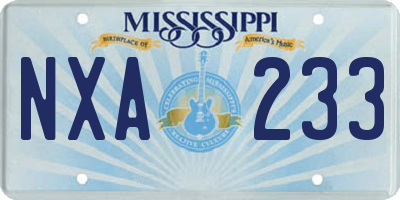 MS license plate NXA233