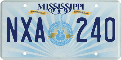 MS license plate NXA240