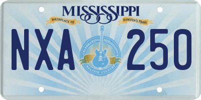 MS license plate NXA250