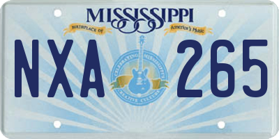 MS license plate NXA265