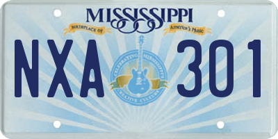 MS license plate NXA301