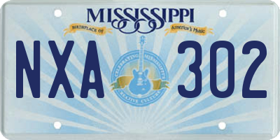 MS license plate NXA302