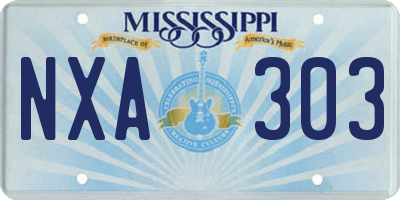 MS license plate NXA303