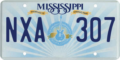 MS license plate NXA307