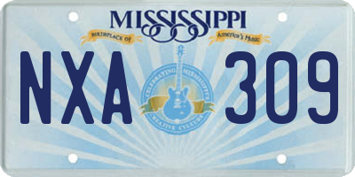 MS license plate NXA309