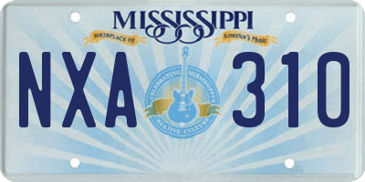 MS license plate NXA310