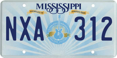 MS license plate NXA312