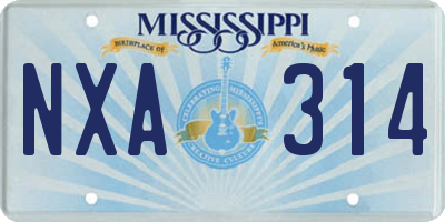 MS license plate NXA314