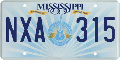 MS license plate NXA315