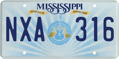 MS license plate NXA316