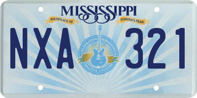 MS license plate NXA321