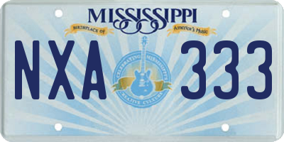 MS license plate NXA333