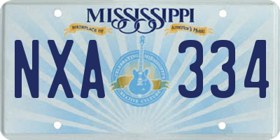 MS license plate NXA334