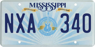 MS license plate NXA340