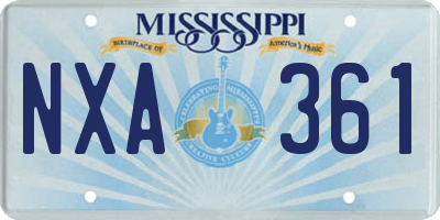 MS license plate NXA361