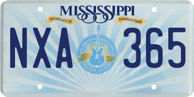 MS license plate NXA365