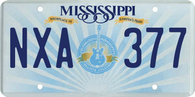 MS license plate NXA377