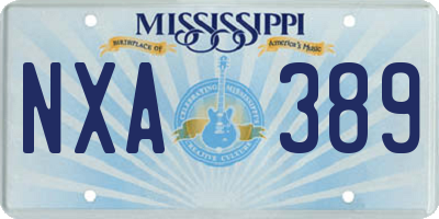 MS license plate NXA389