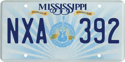 MS license plate NXA392