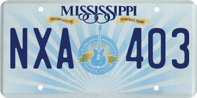MS license plate NXA403