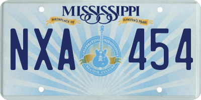 MS license plate NXA454
