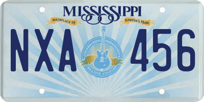 MS license plate NXA456