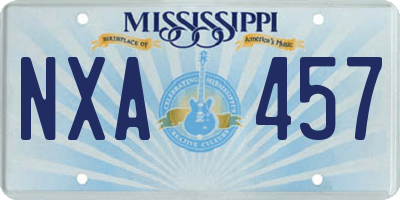 MS license plate NXA457