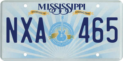 MS license plate NXA465
