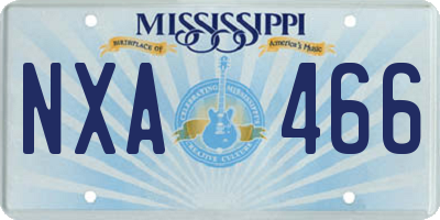 MS license plate NXA466