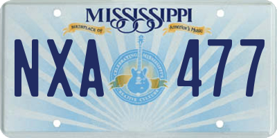 MS license plate NXA477