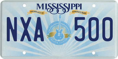 MS license plate NXA500