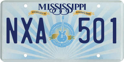 MS license plate NXA501