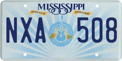 MS license plate NXA508