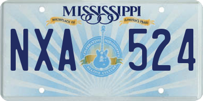 MS license plate NXA524