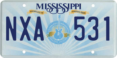 MS license plate NXA531