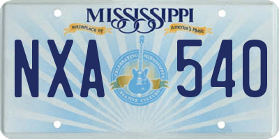 MS license plate NXA540