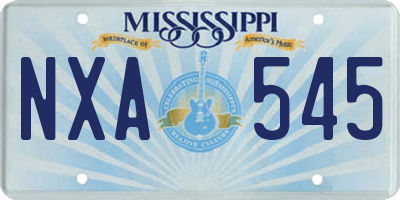 MS license plate NXA545