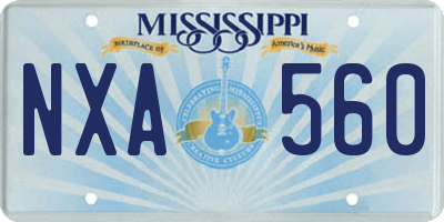 MS license plate NXA560