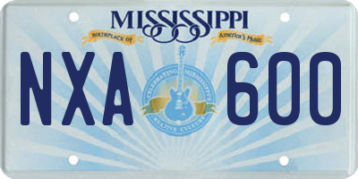 MS license plate NXA600