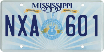 MS license plate NXA601