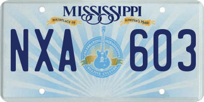 MS license plate NXA603