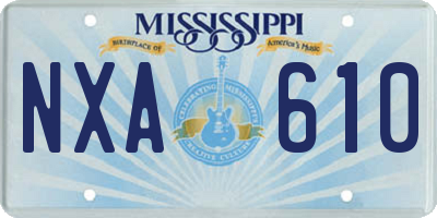 MS license plate NXA610