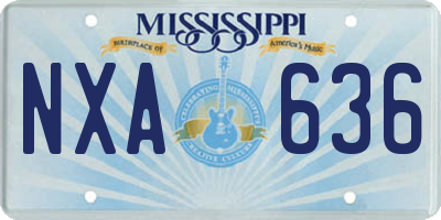 MS license plate NXA636