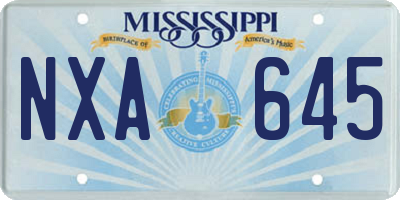 MS license plate NXA645