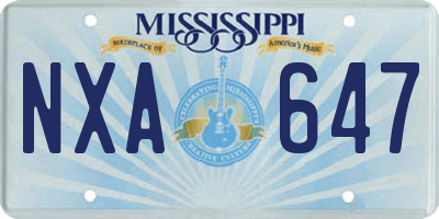 MS license plate NXA647