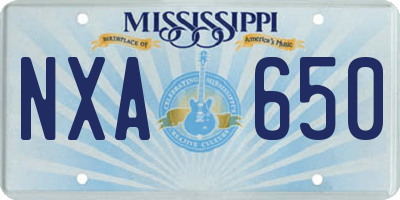 MS license plate NXA650